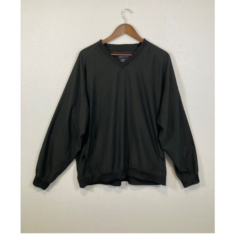 5.11 Tactical Series Men's Black V Neck Pullover Lightweight Long Sleeve Shirt L